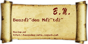 Beszédes Máté névjegykártya